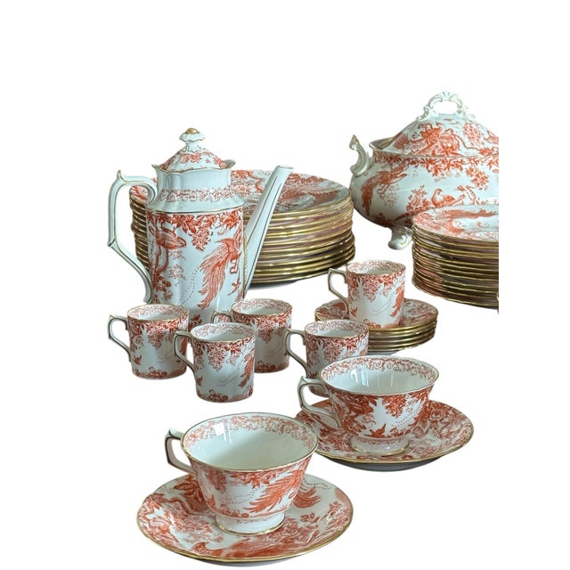 Late 20th Century Royal Crown Derby “Red Aves” Extensive Dinner & Tea Service — 64 Pieces For Sale - Image 10 of 17