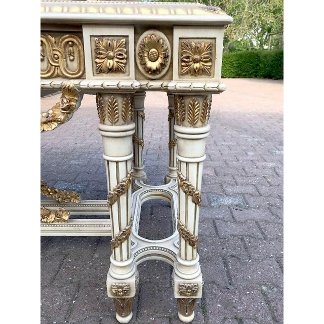 1980s French Louis XVI Cream Gilt Beech Center Table For Sale - Image 6 of 12