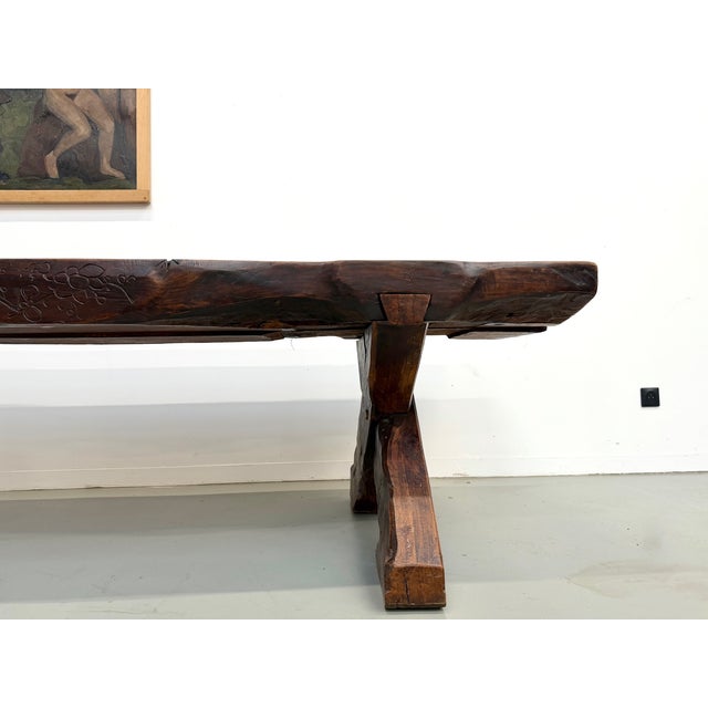 Folk Art Brutalist Table in Oak, 1900s For Sale - Image 5 of 18