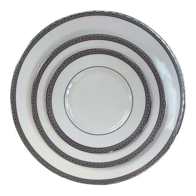 Corinth Platinum Dinner, Salad, and Bread and Butter by Royal Worcester- 3 Pieces For Sale