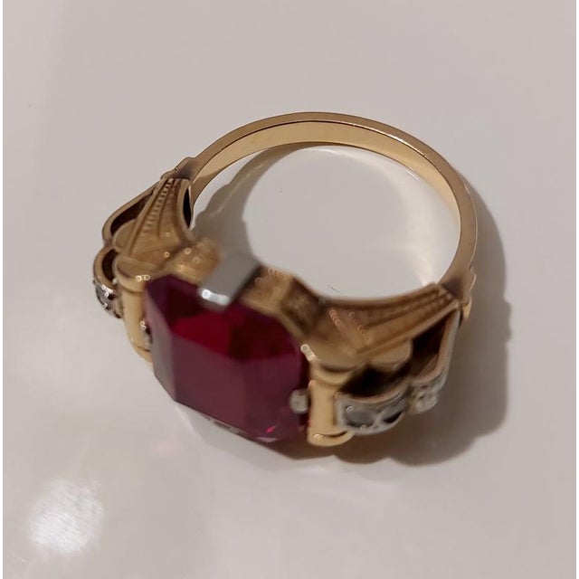 Amtique 18kt Gold Ring with Garnet and Precious Stones, 1890s For Sale - Image 12 of 18
