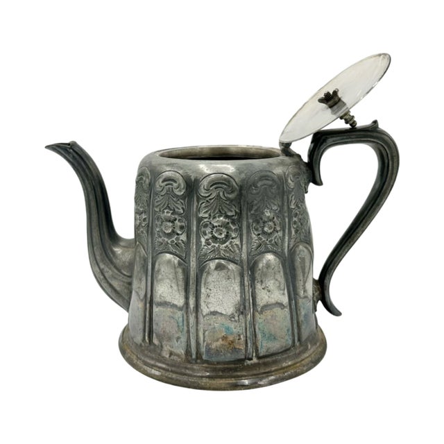 Antique English Sheffield Silverplate Teapot by Frank Mills | Hannover Works | Repoussé Floral For Sale - Image 9 of 10