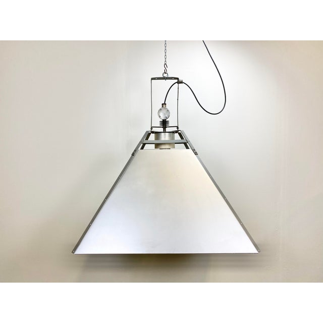 Metal Large Industrial Silver Ceiling Lamp, 1970s For Sale - Image 7 of 15