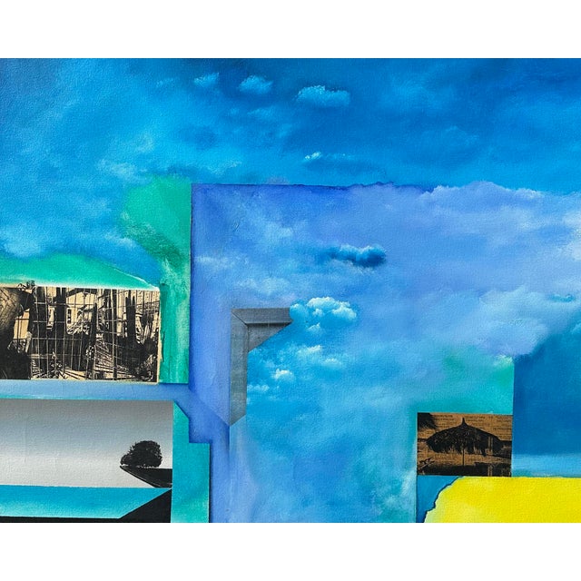 Abstract Mixed Media Painting and Collage on Canvas by Anthony Louis Popcheff For Sale - Image 4 of 7