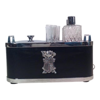 Mid-Century Modern Mini Dry Bar with Music Box For Sale