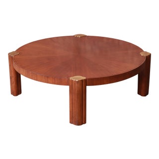 Baker Furniture Hollywood Regency Chinoiserie Walnut and Brass Cocktail Table, Circa 1960s For Sale