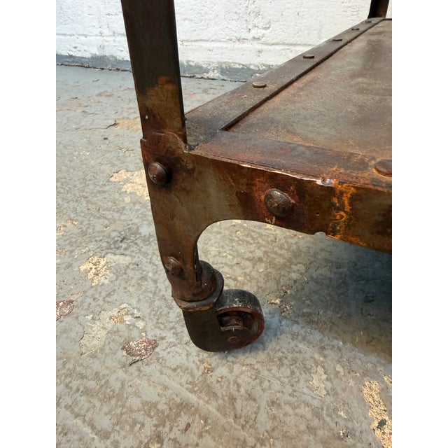 Late 20th Century Rustic Industrial Two-Tier Metal Accent Table For Sale - Image 9 of 15
