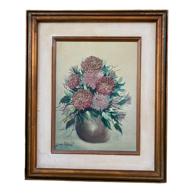 Vintage Floral, Oil on Canvas Est 1960s. For Sale