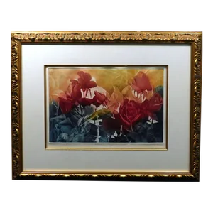 Vintage GH Rothe "Burning Rose" Hand Signed Original Mezzotint