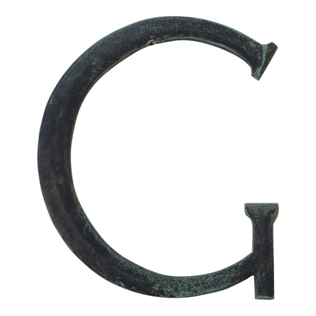 Antique Verdegris Bronze Letter 'G' For Sale