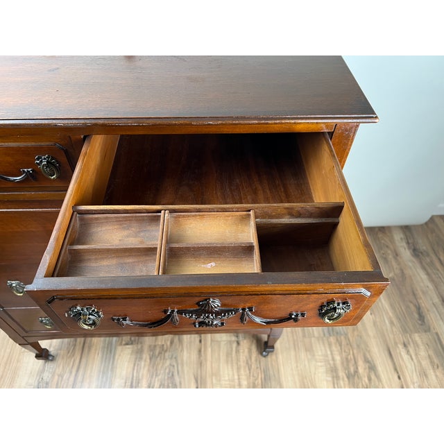 Antique Depression Era Mahogany Two Over Three Chest of Drawers C. 1930s For Sale - Image 12 of 13