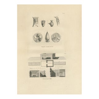Dominique Baron Vivant Denon, Egyptian Antiquities from Gaza and Malta, 1802, Engraving on Paper For Sale