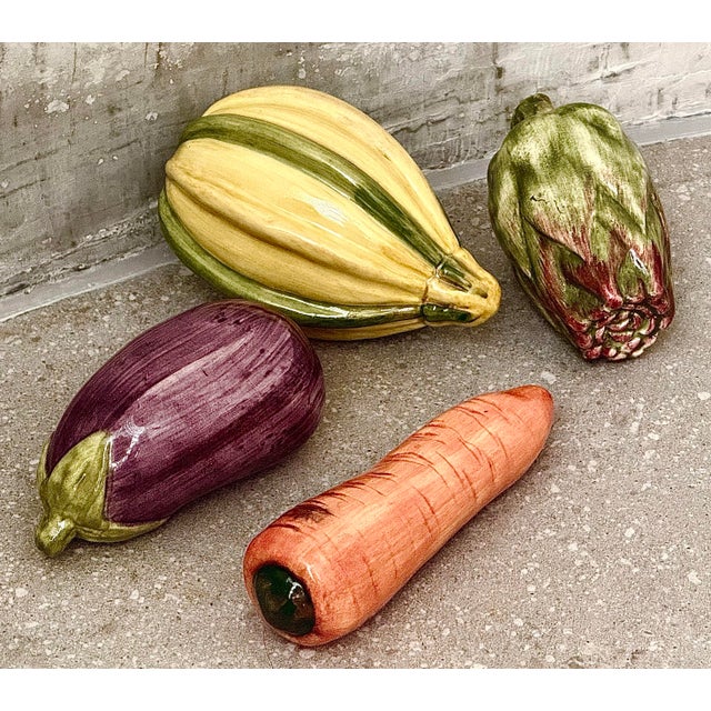 Vintage Majolica Style Hand-Painted Ceramic Fruit, Late 20th Century- Set of 4 For Sale - Image 11 of 12