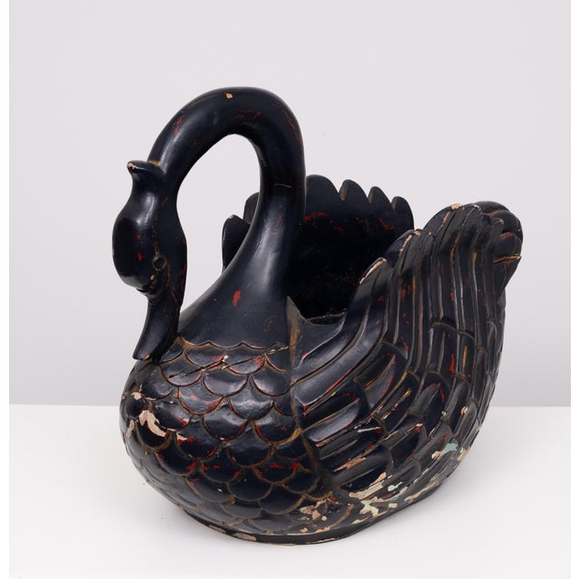Large Mid-Century Black Wooden Swan, 1960s For Sale - Image 11 of 13