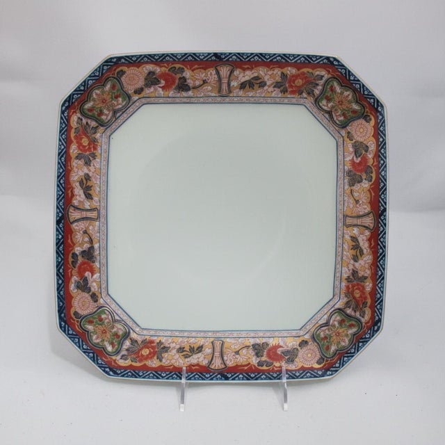 Mid 20th Century Japanese Imari Arita Yaki Kisen Kiln Gokunishiki Porcelain Square Serving Plate For Sale - Image 5 of 7