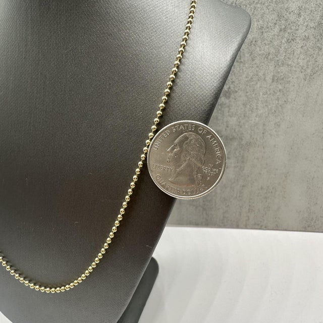 14kt Yellow Gold Ball Bead Chain – 16in, 1.85mm, New For Sale - Image 4 of 4