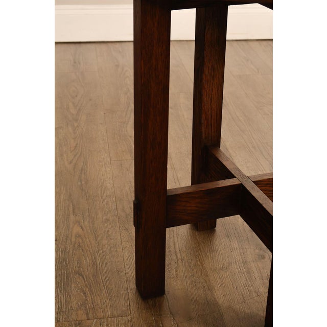 Arts And Crafts Style Round Oak Lamp Table For Sale In Philadelphia - Image 6 of 18