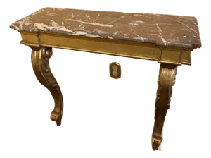 Italian 19th Century French Giltwood Marble Top Console Table