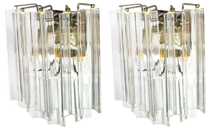 Vintage Glass Sconces, Italy, 1960s, Set of 2