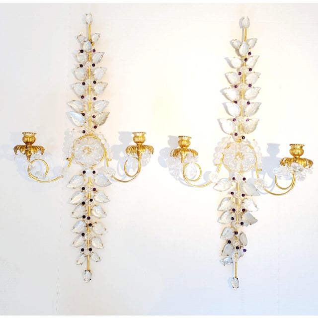 Late 20th Century Bagues Style Rock Crystal Wall Sconces-A Pair For Sale - Image 11 of 11