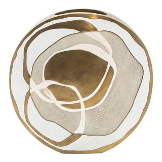 Modern Vase in Shagreen With Mother of Pearl and Brass Details by R&y Augousti For Sale