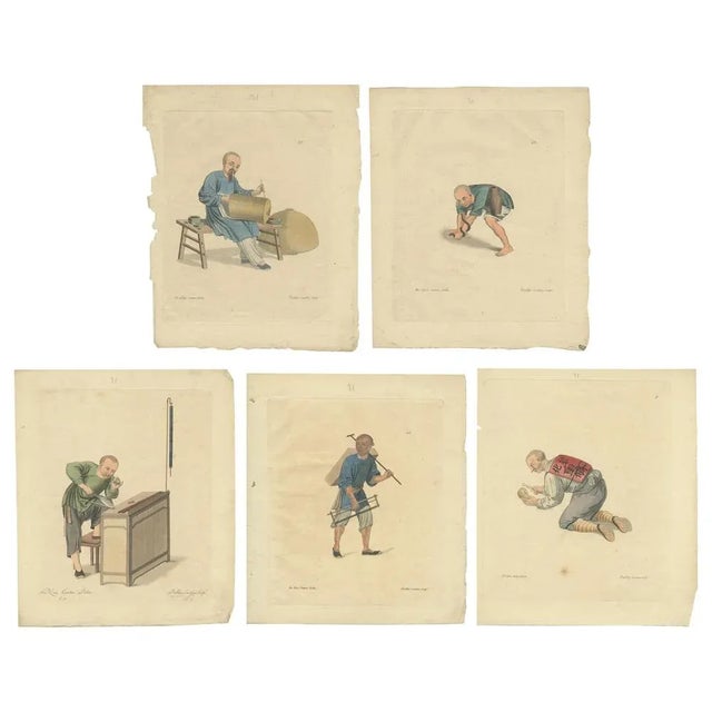 Paper Dadley, Professions in China, 1810, Paper, Set of 5 For Sale - Image 7 of 7