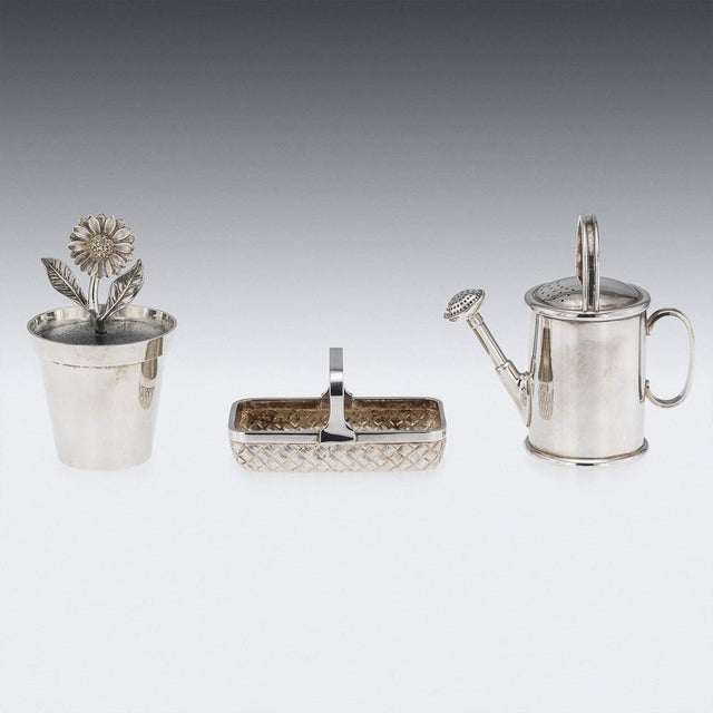 1990s Vintage Silver Novelty Five-Piece Gardening Condiment Set, 1994, Set of 5 For Sale - Image 5 of 18