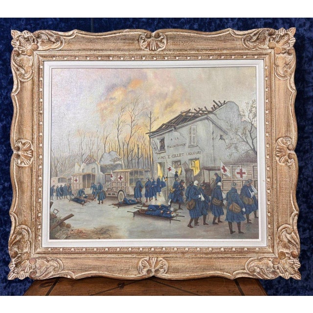 After Georges Bertin Scott, The Automobile During the War, 1890s, Oil on Canvas For Sale - Image 9 of 9