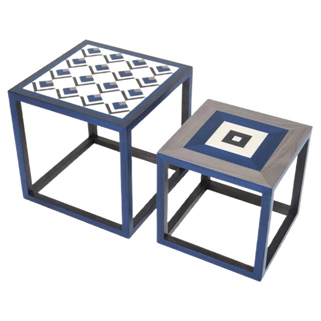 Partenope Coffee Tables in Cb1 & Qb Pattern Marquetry by Architetti Artigiani Anonimi, Set of 2 For Sale
