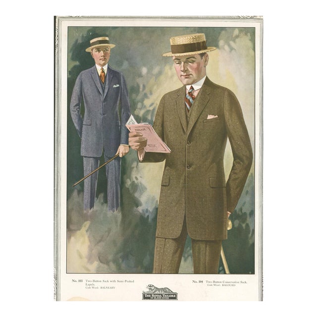 The Royal Tailors – Two-Button Sack Suits – Vintage Men’s Fashion Plate For Sale