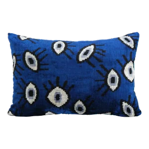 Ikat Eye Blue Pillow Cover