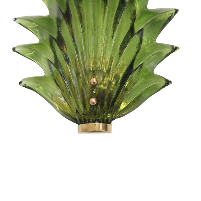 Floral Murano Glass Wall Sconces in Green, 2000, Set of 2 For Sale - Image 9 of 14