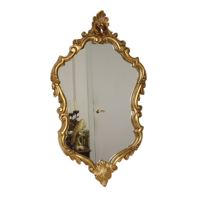 Vintage French Baroque Style Gold Crested Mirror, 1960s For Sale - Image 13 of 18