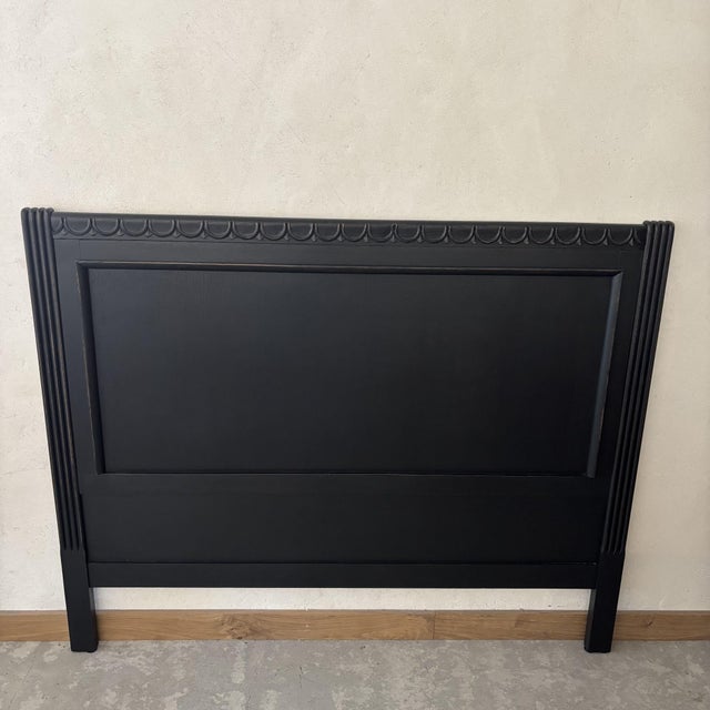 Black Patinated Wooden Headboard For Sale - Image 6 of 6