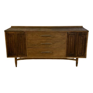 Vintage Broyhill Sculptra Credenza | 3 Drawers | 2 Cabinets | Partially Refinished For Sale