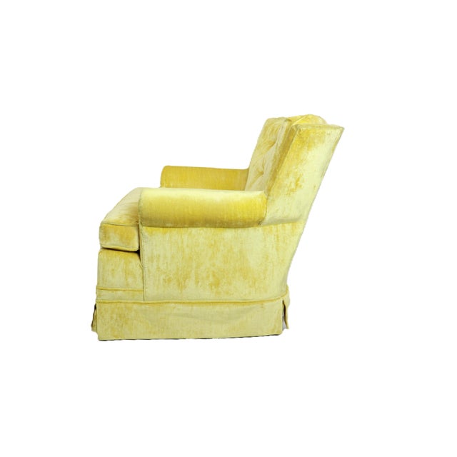 Yellow Vintage Sunshine Daffodil Yellow Velvet Lounge Chairs - A Pair For Sale - Image 8 of 13