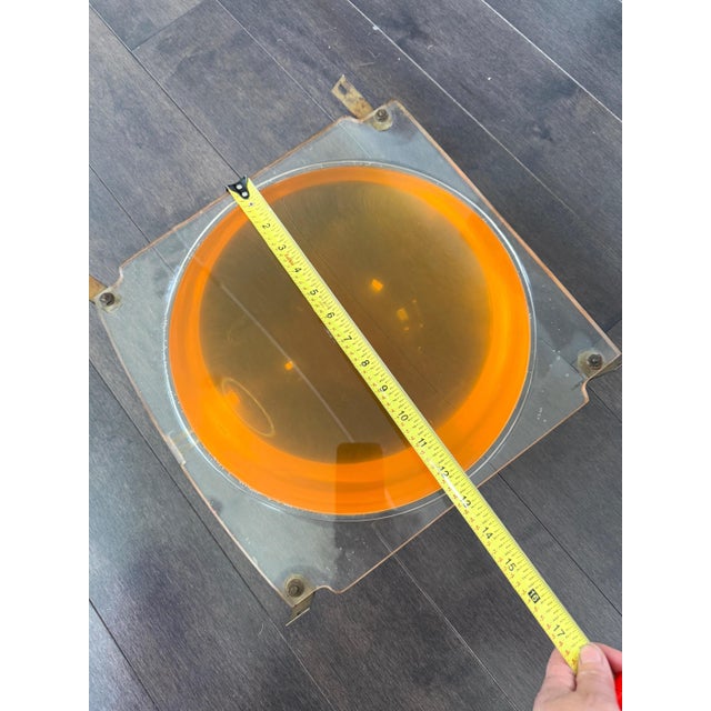 Vintage Space Age Amber Lucite 13 Inch Bubble Dome Wall Sculpture Pop Art Panel For Sale - Image 12 of 13