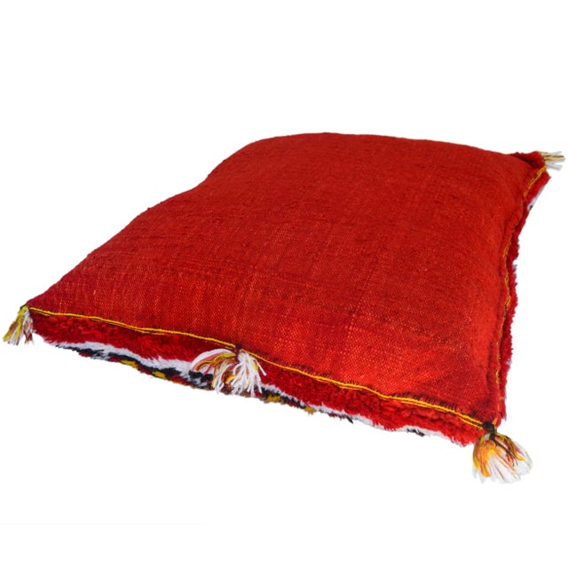 Mid 20th Century Moroccan Colorful Floral-Patterned Berber Pillow For Sale - Image 10 of 11