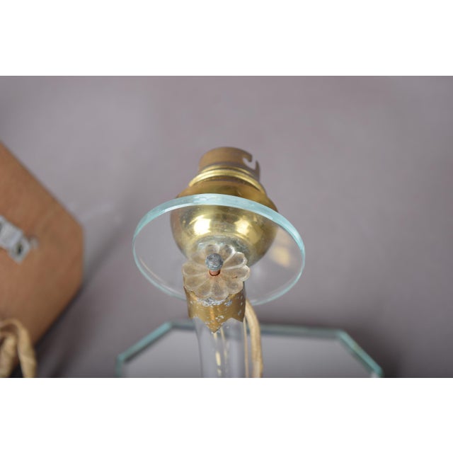 1940s Art Deco French Mirrored Glass and Brass Wall Sconces, 1940s, Set of 2 For Sale - Image 5 of 17