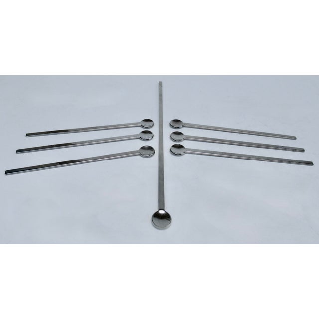 1990s 1990s Postmodern Waterford Polished Silver Cocktail Stirrer Spoons & Cocktail Stirrer Spoon - 7 Pieces For Sale - Image 5 of 11