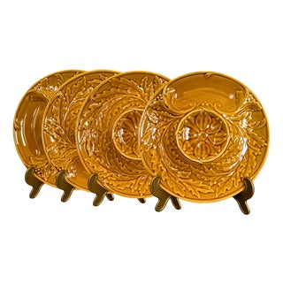 Majolica Artichoke Plates from Gien, 1950, Set of 4 For Sale