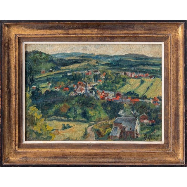 1940s Belgian School, Village View, 1949, Oil Painting on Board For Sale - Image 5 of 9