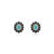 6.46ct Turquoise Sapphire Diamond Halo Floral Cluster Stud Earrings in 14k Gold-a Pair For Sale - Image 4 of 14