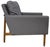Design Within Reach (DWR) Raleigh upholstered armchair with an exposed walnut frame. Upholstered in a slate fabric....