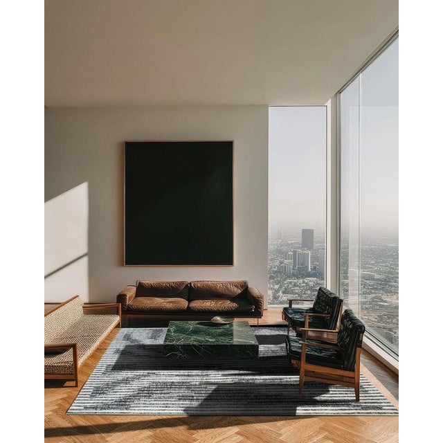 4x6 Gray Hand-Knotted Wool Vertical Shifting Sands Abstract Modern Carpet Rug For Sale - Image 9 of 9