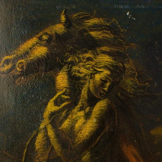 Paint Mid 20th Century "Lady and Horse" Figurative Nude Oil Painting by Roman Gregory Chatov For Sale - Image 7 of 8