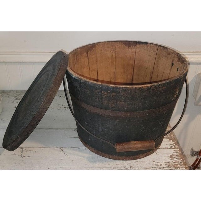American 19thc Blue Painted Shaker Bucket For Sale - Image 3 of 6