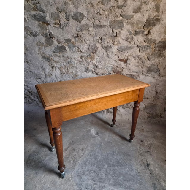 Vintage Beechwood Office Desk with Linoleum Top and Drawer, 1930s For Sale - Image 14 of 18