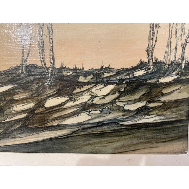 1990s 1990s Original Signed John R. McDaniel Woods Stylized Landscape Painting Oil on Canvas For Sale - Image 5 of 12