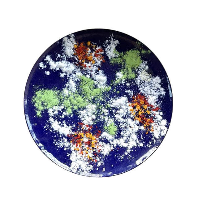 Mid 20th Century Mid 20th Century Modern Copper Enamel Wall Plate or Tabletop Accent For Sale - Image 5 of 5